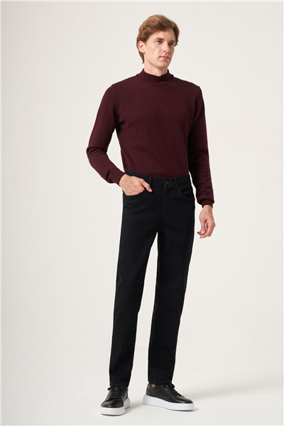 Siyah 5 Cep Gabardin Slim Fit Pamuklu Denim Kot Jean Pantolon 1023265153