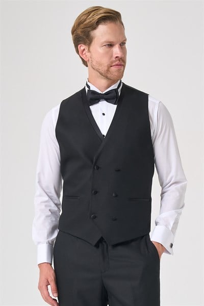 Siyah 6 Drop Slim Fit Esnek Yelekli Damatlık 1001260393