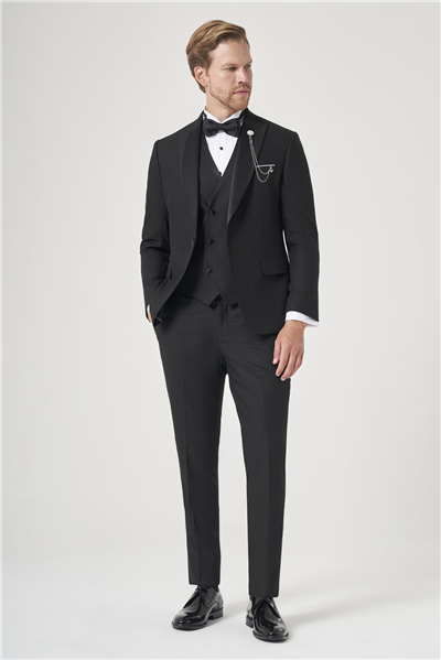 Siyah 6 Drop Slim Fit Esnek Yelekli Damatlık 1001260393