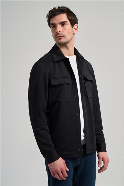 Siyah Armürlü Bebe Yaka Kendinden Pamuklu Garnisiz-Biyesiz Standart Fit Mont 1007245163