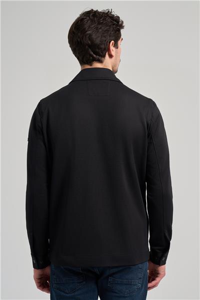 Siyah Armürlü Bebe Yaka Kendinden Pamuklu Garnisiz-Biyesiz Standart Fit Mont 1007245163