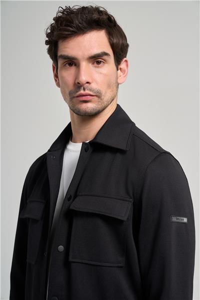 Siyah Armürlü Bebe Yaka Kendinden Pamuklu Garnisiz-Biyesiz Standart Fit Mont 1007245163