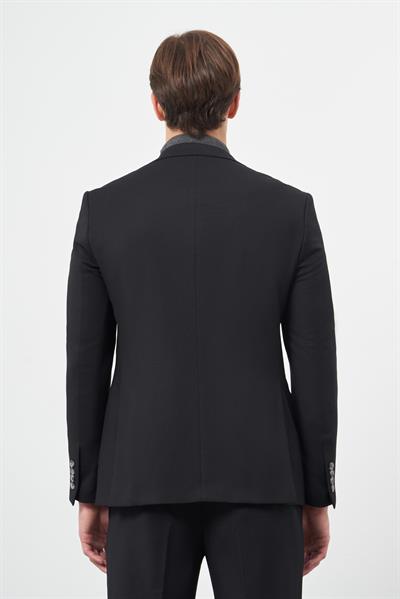 Siyah Armürlü Mono Yaka Tam Astar Esnek 6 Drop Slim Fit Classic Takım Elbise 1001245175