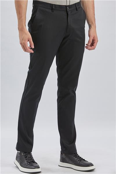 Siyah Pamuklu Yandan Cepli Casual Slim Fit Chino Pantolon 1003240161