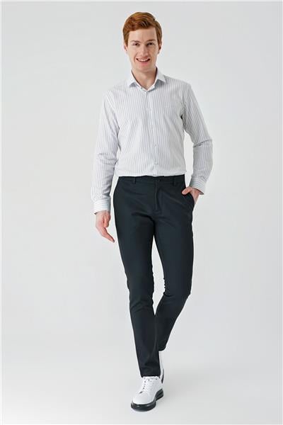 Siyah Pamuklu Yandan Cepli Casual Slim Fit Chino Pantolon 1003240156