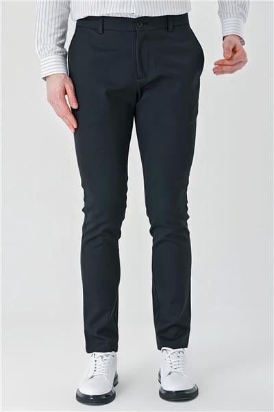 Siyah Pamuklu Yandan Cepli Casual Slim Fit Chino Pantolon 1003240156