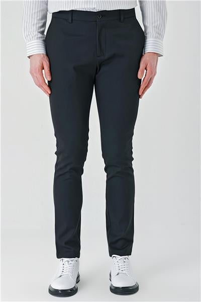 Siyah Pamuklu Yandan Cepli Casual Slim Fit Chino Pantolon 1003240156