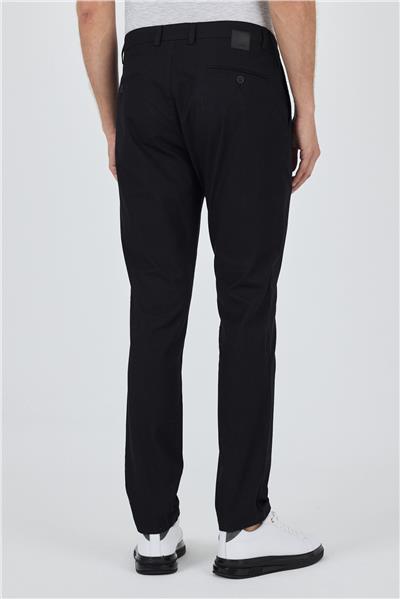 Siyah Armürlü Yan Cep Düz Paça Slim Fit Pamuklu Casual Chino Pantolon 1003250120