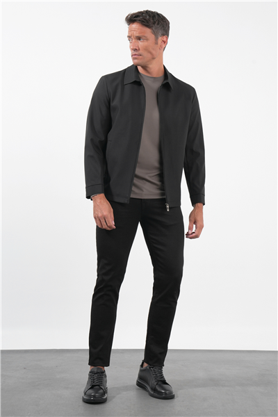 Siyah Berberi Yaka Slim Fit Mont 1007260155