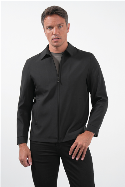 Siyah Berberi Yaka Slim Fit Mont 1007260155