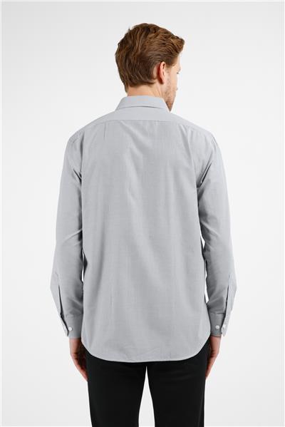 Siyah-Beyaz Çizgili Desen Sert Yaka Uzun Kol Cepli Comfort Fit Pamuklu Gömlek 1004255280