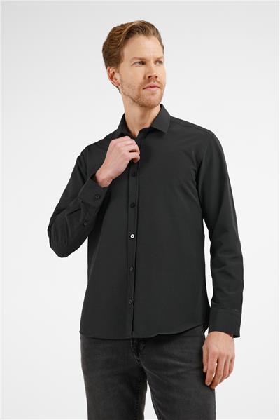 Siyah Sert Yaka Uzun Kol Slim Fit Pamuklu Gömlek 1004255216