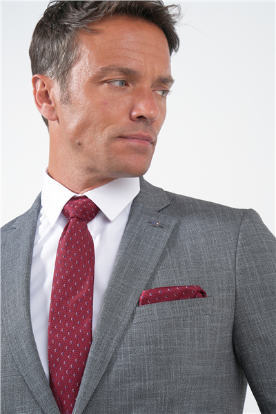 Siyah-Beyaz Mono Yaka 6 Drop Slim Fit Tam Astar Esnek Takım Elbise 1001260172