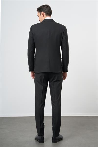 Siyah Kırlangıç Yaka Kruvaze 6 Drop Slim Fit Tam Astar Esnek Takım Elbise 1001245173