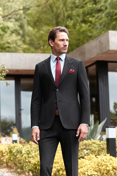 Siyah Çizgili Mono Yaka Astarlı Likralı 6 Drop Slim Fit Dar Kesim Casual Takım Elbise 1001240171
