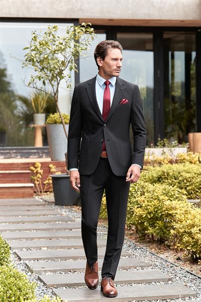 Siyah Çizgili Mono Yaka Astarlı Likralı 6 Drop Slim Fit Dar Kesim Casual Takım Elbise 1001240171