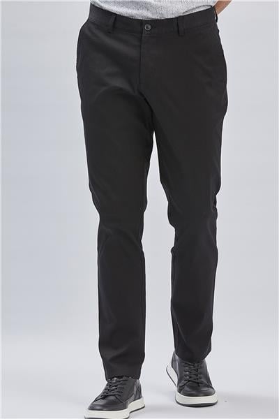Siyah Pamuklu Yandan Cepli Casual Comfort Fit Chino Pantolon 1003240160
