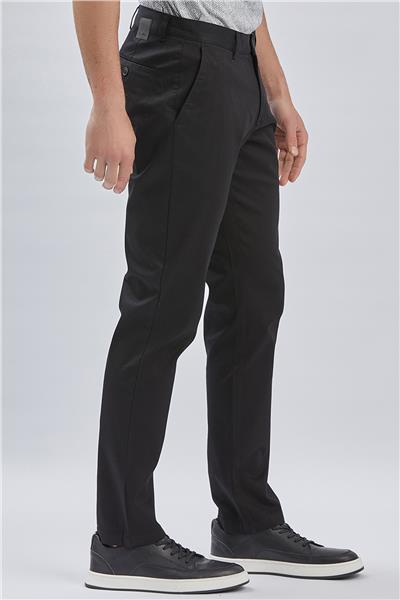 Siyah Pamuklu Yandan Cepli Casual Comfort Fit Chino Pantolon 1003240160