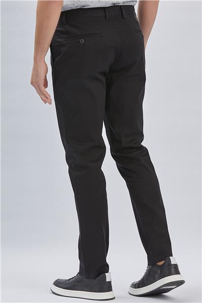 Siyah Pamuklu Yandan Cepli Casual Comfort Fit Chino Pantolon 1003240160