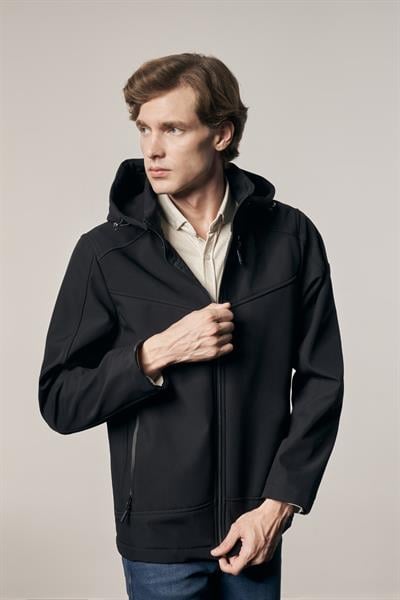 Siyah Dik Yaka Çıkma Kapşonlu Slim Fit Casual Mont 1007255132