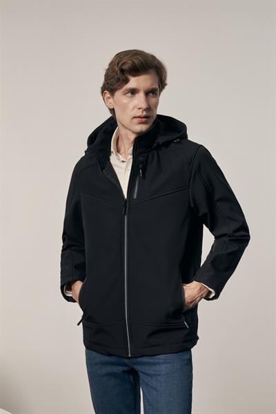 Siyah Dik Yaka Çıkma Kapşonlu Slim Fit Casual Mont 1007255132