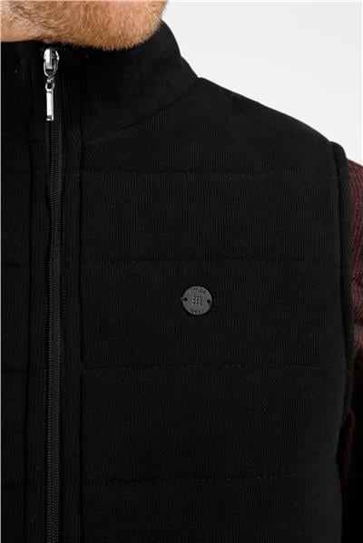 Siyah Dik Yaka Fermuarlı Casual Slim Fit Kapitone Yelek 1009255103