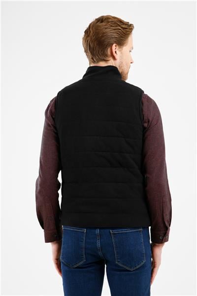 Siyah Dik Yaka Fermuarlı Casual Slim Fit Kapitone Yelek 1009255103
