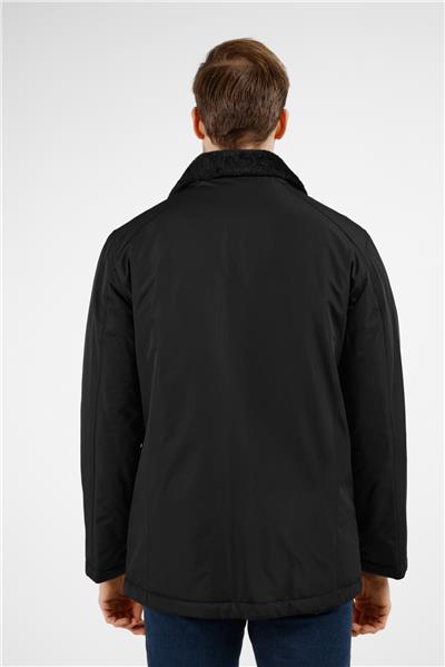 Siyah Dik Yaka Slim Fit Classic Kaban 1008255154