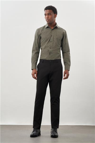 Siyah Pamuklu Yandan Cepli Casual Comfort Fit Chino Pantolon 1003245169