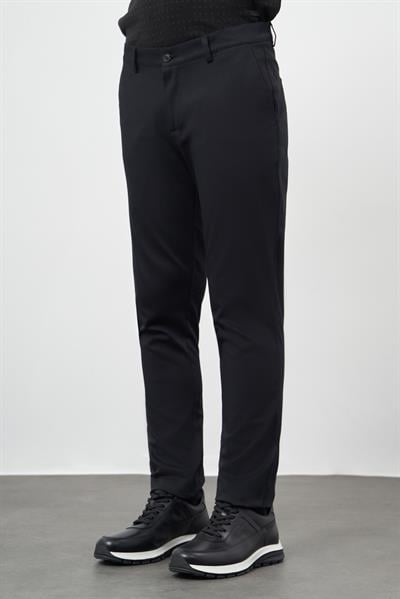 Siyah Pamuklu Yandan Cepli Casual Slim Fit Chino Pantolon 1003245150