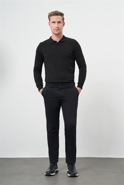 Siyah Pamuklu Yandan Cepli Casual Slim Fit Chino Pantolon 1003245150