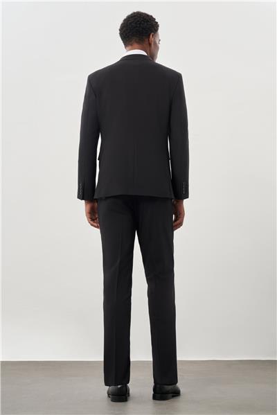 Siyah Düz Kılıç Yaka Yünlü 6 Drop Slim Fit Classic Takım Elbise 1001245179
