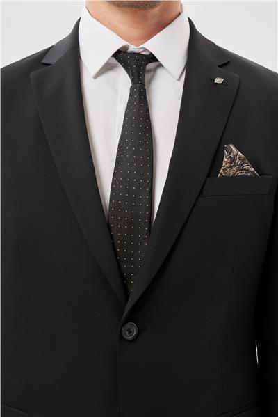 Siyah Düz Mono Yaka Esnek 6 Drop Slim Fit Classic Takım Elbise 1001245178