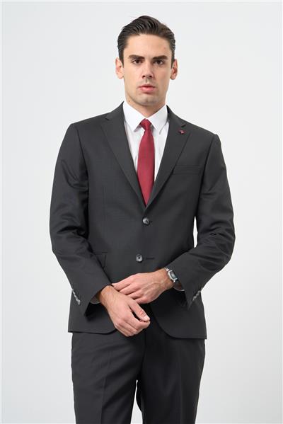 Siyah Düz Mono Yaka Çift Yırtmaç 2 Düğme 6 Drop Comfort Fit Classic Takım Elbise 1001245167