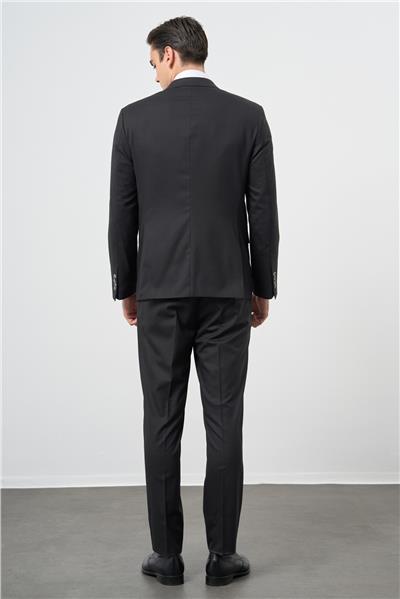 Siyah Düz Mono Yaka Çift Yırtmaç 2 Düğme 6 Drop Comfort Fit Classic Takım Elbise 1001245167