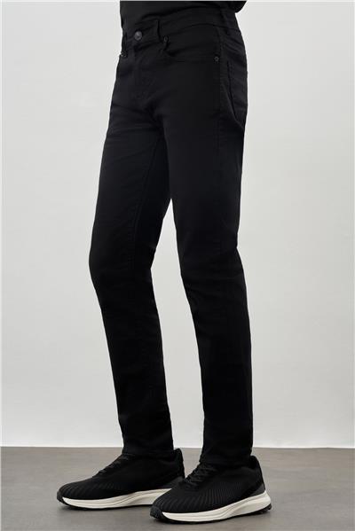 Siyah Düz Cord Pamuklu 5 Cep Slim Fit Casual Denim Pantolon 1023245350