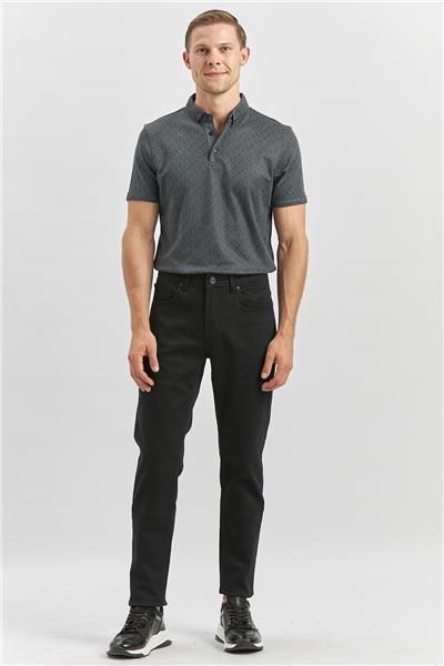 Siyah Düz Cord Slim Fit Casual Denim Pantolon 1023245150