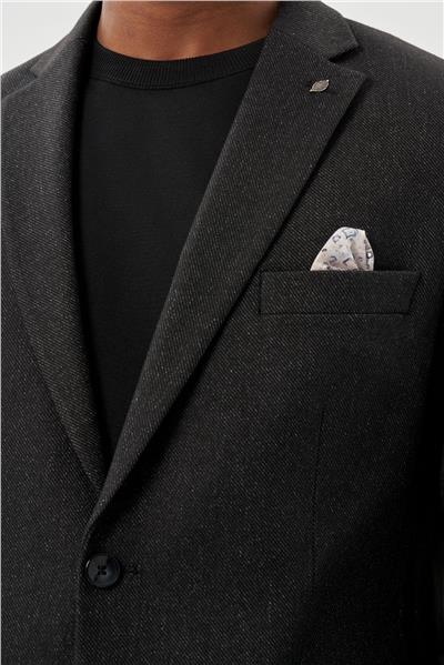 Siyah Düz Gabardin Mono Yaka 2 Düğme Esnek 6 Drop Comfort Fit Casual Ceket 1002245165_001