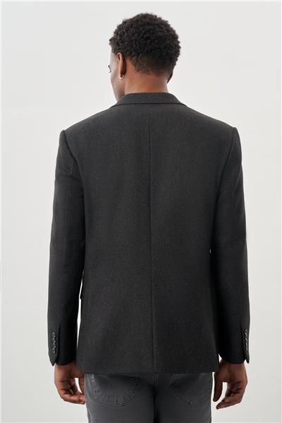 Siyah Düz Gabardin Mono Yaka 2 Düğme Esnek 6 Drop Comfort Fit Casual Ceket 1002245165_001