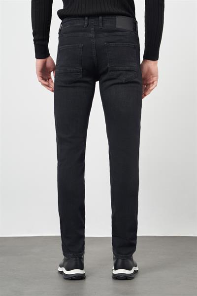 Siyah Düz Gabardin Pamuklu 5 Cep Slim Fit Casual Denim Pantolon 1023245155