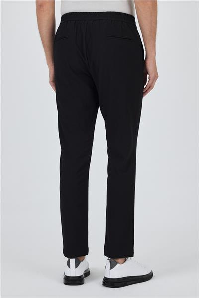 Siyah Esnek Lastikli Yandan Cepli Casual Comfort Fit Jogger Pantolon 1003250210