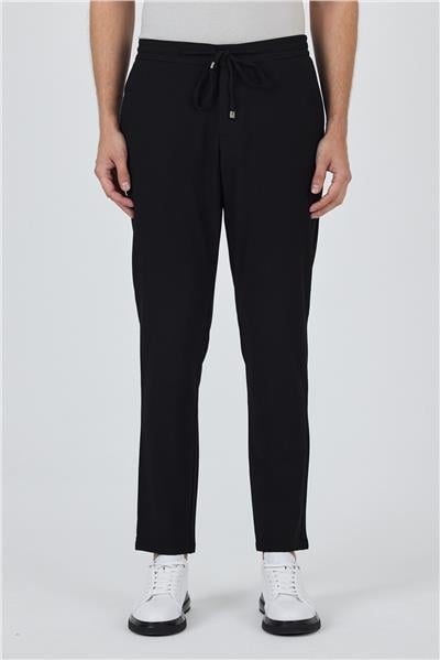 Siyah Esnek Lastikli Yandan Cepli Casual Comfort Fit Jogger Pantolon 1003250210