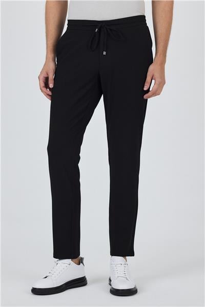 Siyah Esnek Lastikli Yandan Cepli Casual Comfort Fit Jogger Pantolon 1003250210