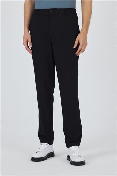 Siyah Esnek Yandan Cepli Casual Standart Fit Jogger Pantolon 1003250119