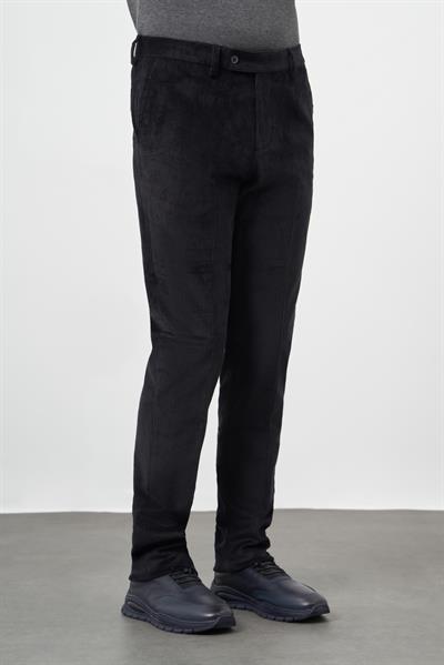 Siyah Pamuklu Yandan Cepli Comfort Fit Kadife Pantolon 1003245160