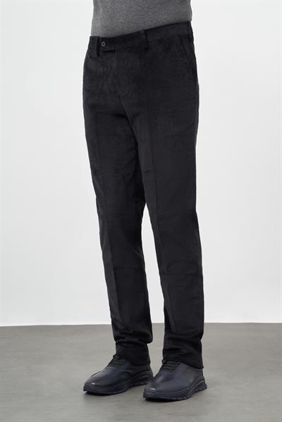 Siyah Pamuklu Yandan Cepli Comfort Fit Kadife Pantolon 1003245160