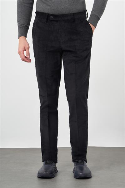 Siyah Pamuklu Yandan Cepli Comfort Fit Kadife Pantolon 1003245160