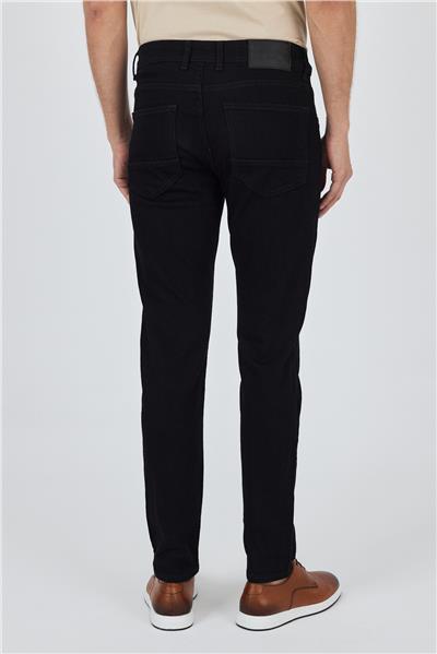 Siyah Gabardin 5 Cep Düz Paça Casual Slim Fit Pamuklu Denim Pantolon 1023250152