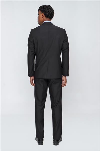 Siyah Gabardin Mono Yaka 4 Drop Comfort Fit Rahat Kesim Basic Takım Elbise 1001240009