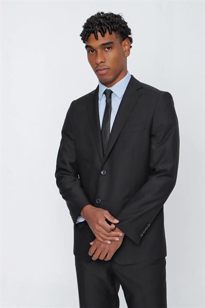 Siyah Gabardin Mono Yaka 4 Drop Comfort Fit Rahat Kesim Basic Takım Elbise 1001245009